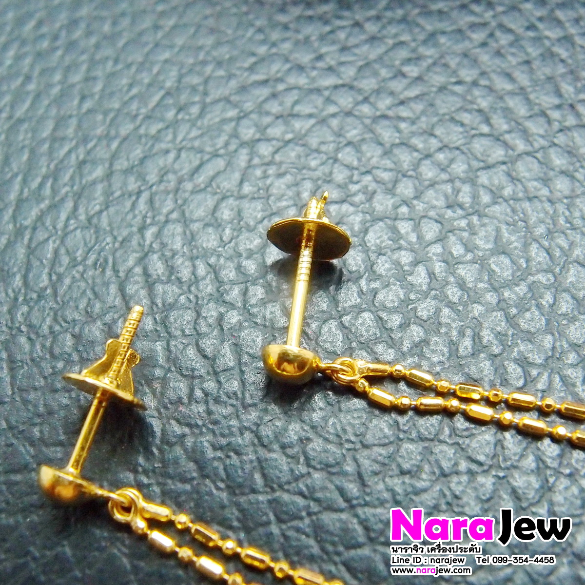ต่างหูทองแท้ 18K ตุ้งติ้งสายคู่ รูปหัวใจ และ ดาว แบบน่ารักๆ ใส่แล้วดูสวยใสๆ