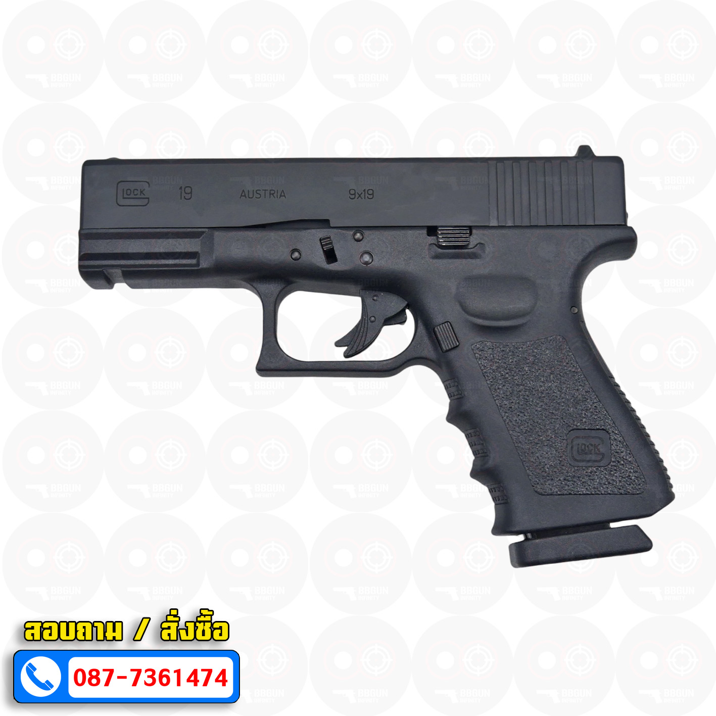 แบลงค์กัน KUZEY GLOCK19 FULL MARKING สีดำ blank gun (แถม 2 แม็กกาซีน กล่องใส่ปืน)