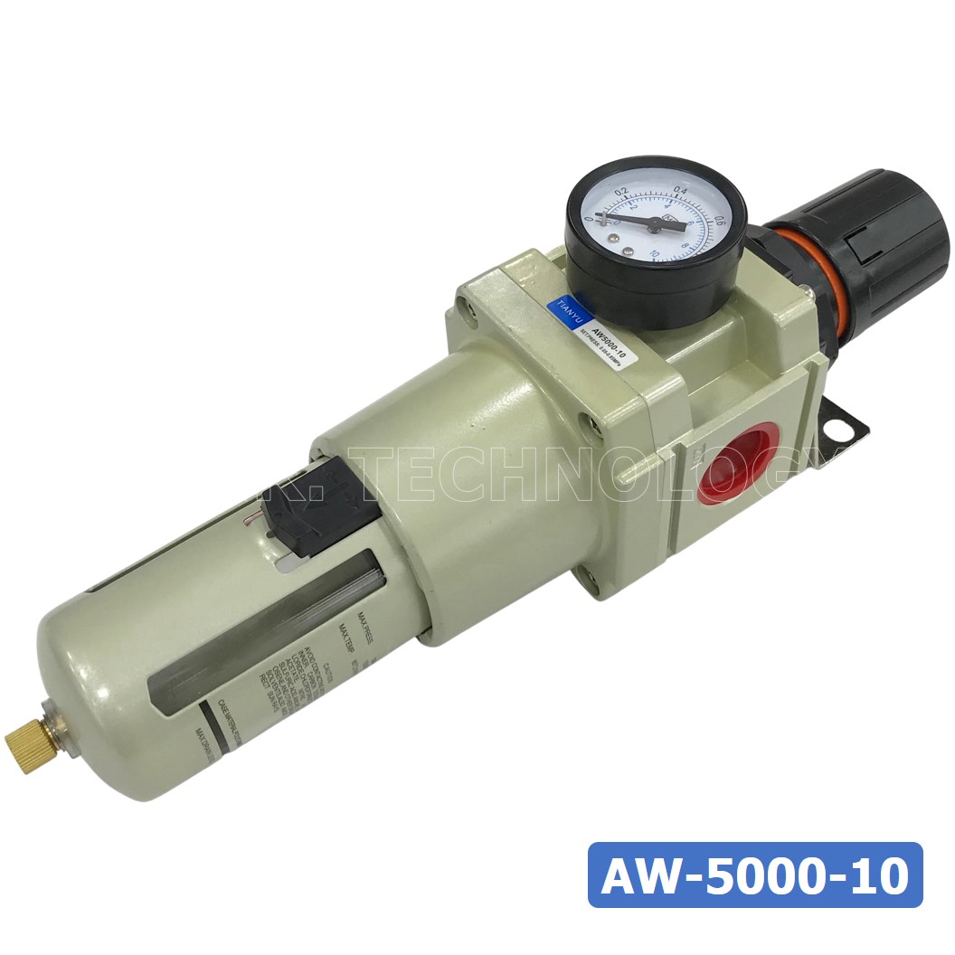 AW5000-10 ชุดกรองลมปรับแรงดัน Manual Drain AW Pneumatic Combination Air Filter Regulator TIANYU AW-5000-10