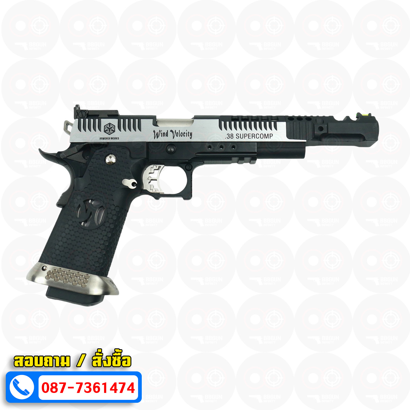 ปืนแต่ง บีบีกันอัดแก๊ส AW HX2401 Open Hi-CAPA Two Tone BB GUN IPSC