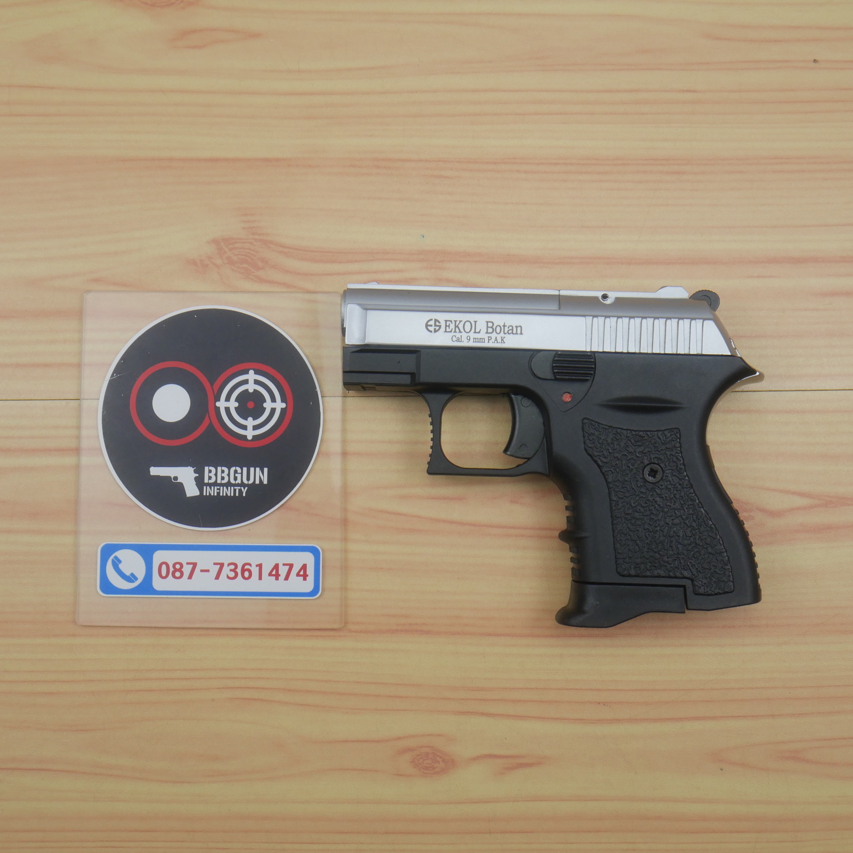 แบลงค์กัน EKOL BOTAN White สีเงินด้าน 9 mm P.A.K. Blank gun (แถมกล่องใส่ปืน)