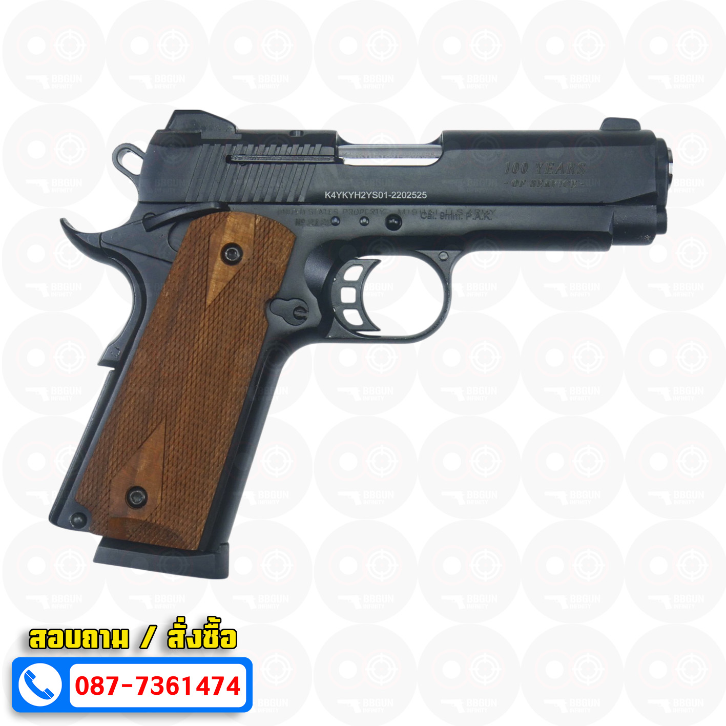 แบลงค์กัน KUZEY M1911 COLT'S 100 ปี สีดำ 4 นิ้ว Blank Gun