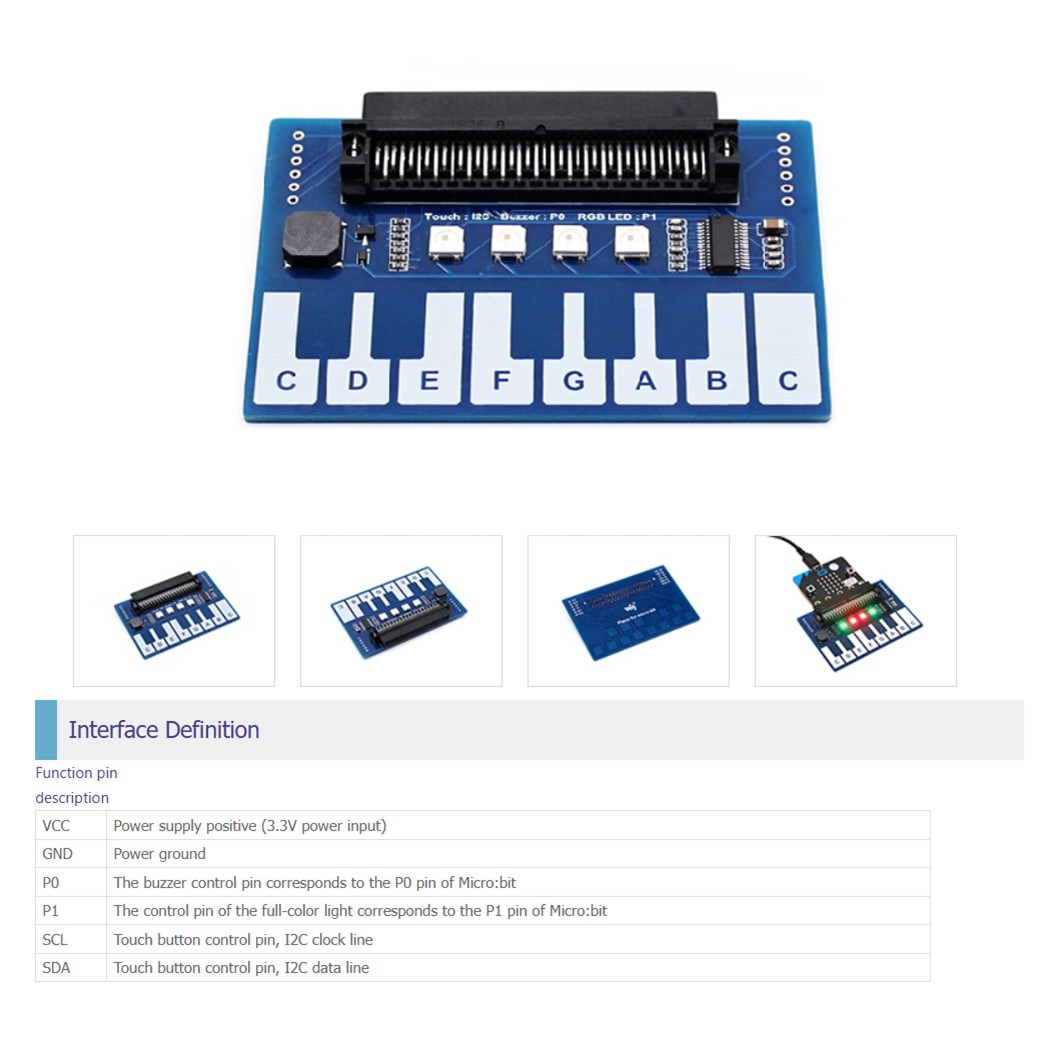 CB034 บอร์ดขยายไมโครบิต Microbit Expansion Board Mini Piano Music with Cool Colorful Lights/Buzzer/Keys Micro:bit **ไม่รวมไมโครบิต**