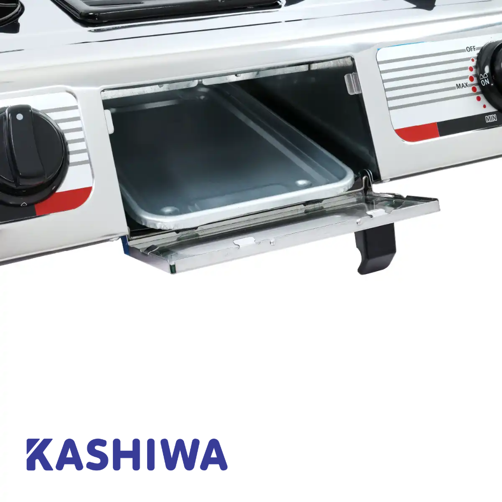KASHIWA เตาแก๊ส หน้าสแตนเลสหัวเปลวคู่ พร้อมเตาย่าง | รุ่น K-3001
