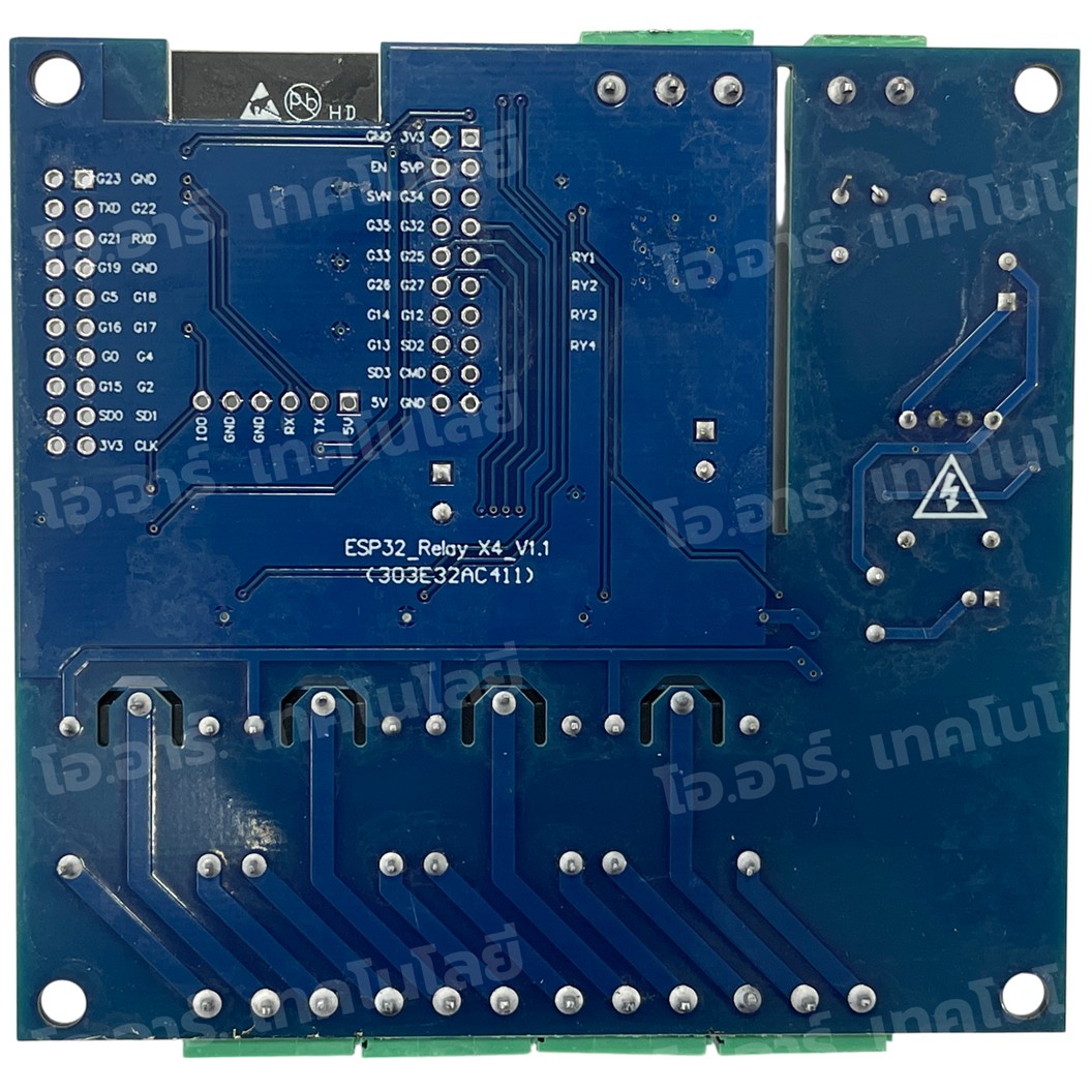 ESP32-Relay-X4 บอร์ด ESP32 พร้อมรีเลย์ 4 ช่อง AC/DC 220VAC/7-30VDC ESP32 WiFi Bluetooth 4 Channel Relay module ESP32-WROOM BLE development board