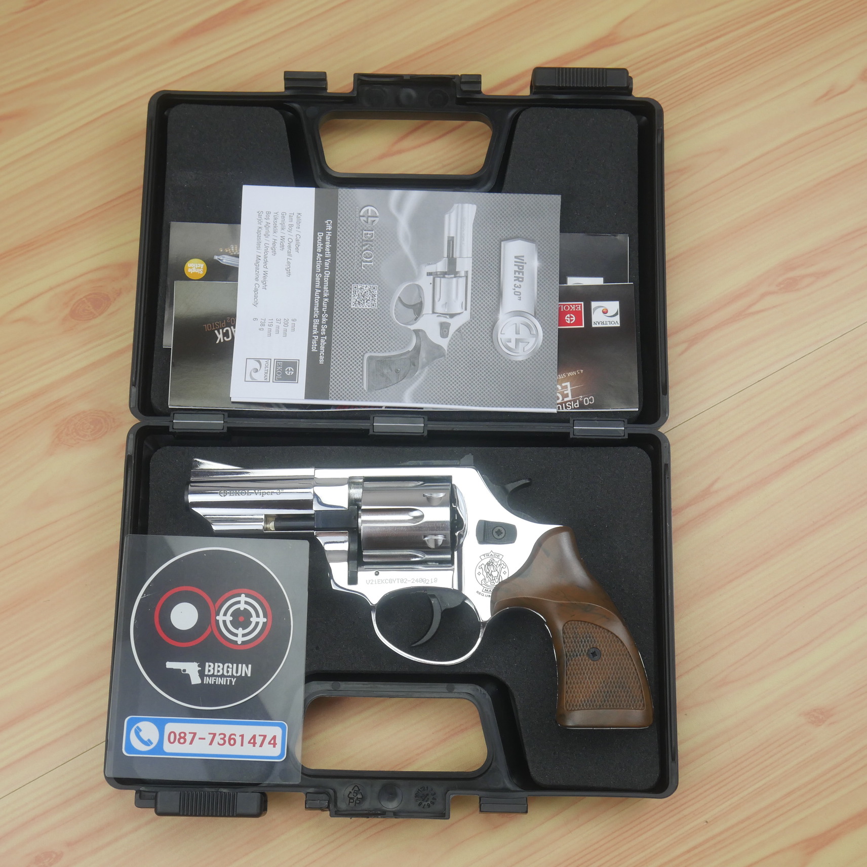 แบลงค์กัน ลูกโม่ Ekol Viper 3 นิ้ว สีเงินเงา Revolver 3" Blank Gun