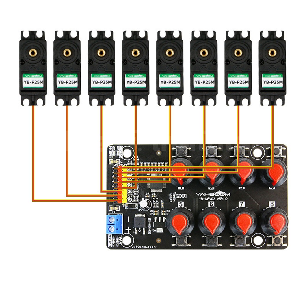 YB-801 Yahboom บอร์ดควบคุมเซอร์โวมอเตอร์ 8ตัว 8-way PWM Servo Controller Debugging board 8-channel PWM servo control debugging board for DIY smart robotics