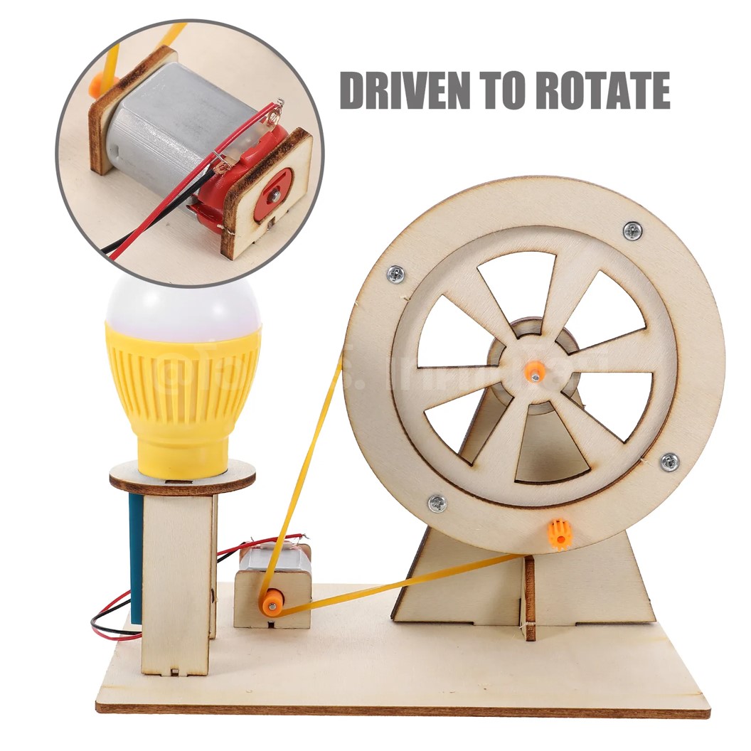ชุดทดลอง มือหมุนกำเนิดไฟฟ้า ชุดประกอบไม้ Hand Generator Wooden Kit STEM Education ของเล่นเสริมทักษะ เสริมพัฒนาการ