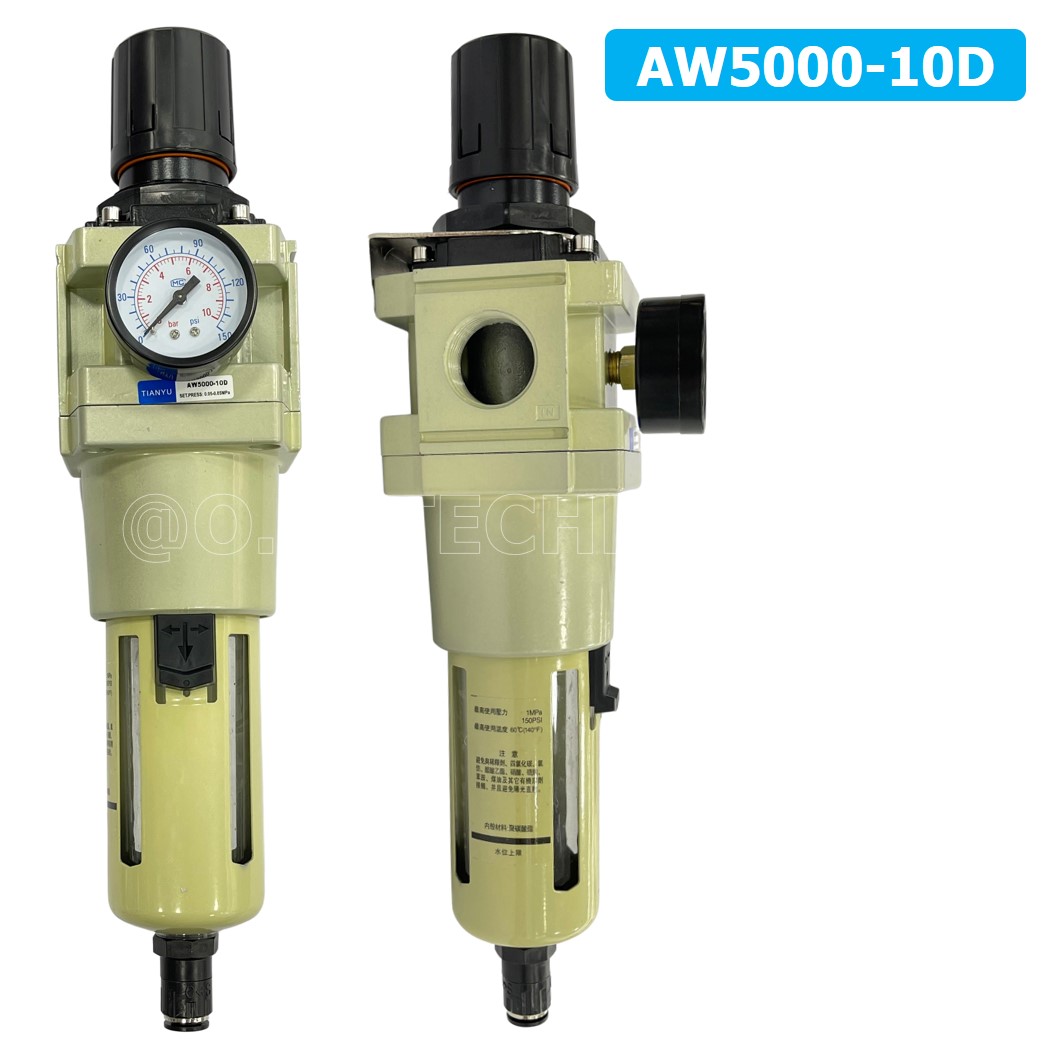 (1ชิ้น) AW5000-10D ชุดกรองลมปรับแรงดัน Auto Drain ระบายลมออก แบบอัตโนมัติ Air Filter Regulator AW Pneumatic TIANYU ชุดกรองลม + ตัวปรับลม