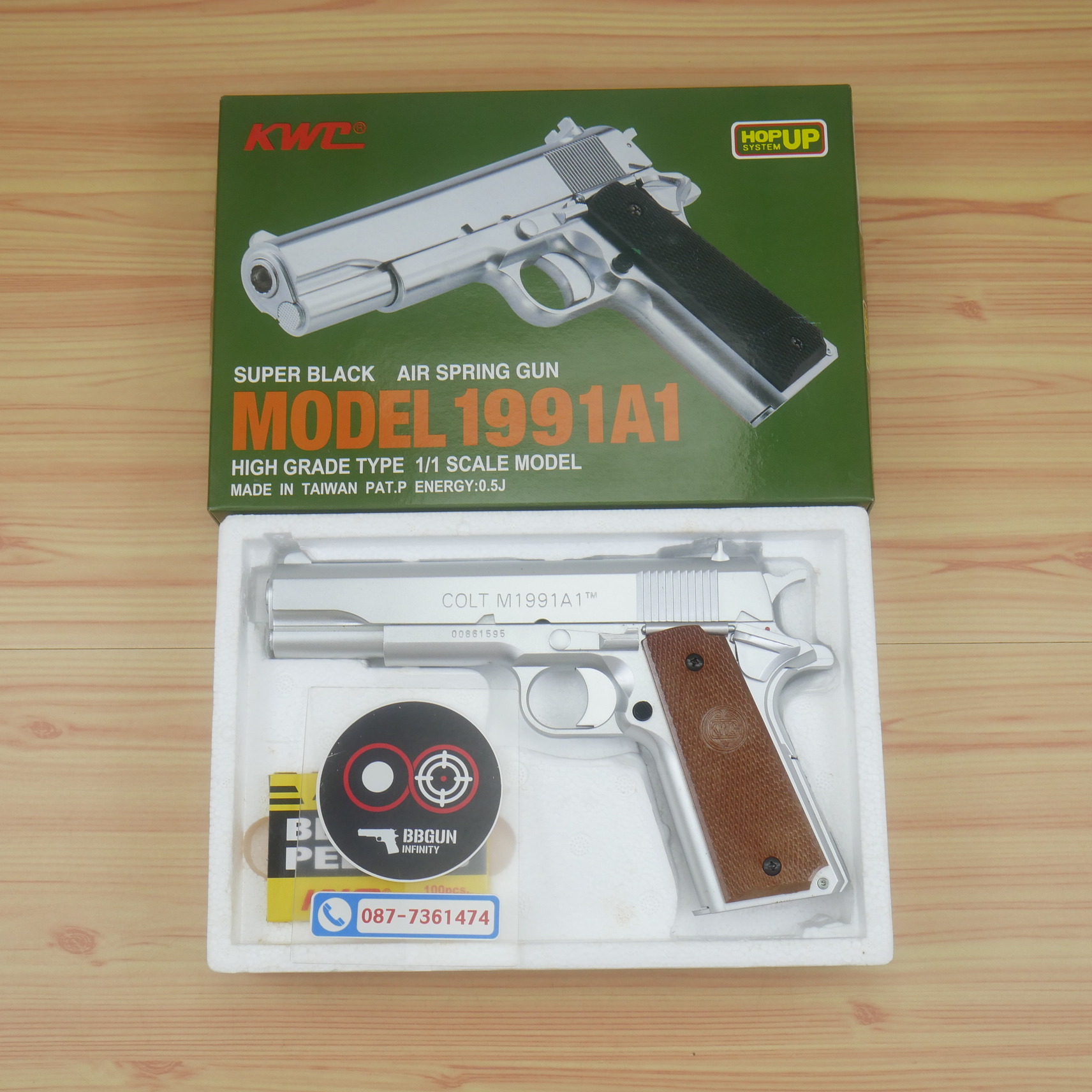 ปืนอัดลมสปริงชักยิงไต้หวัน KWC Colt M1991 A1 Spring Pistol