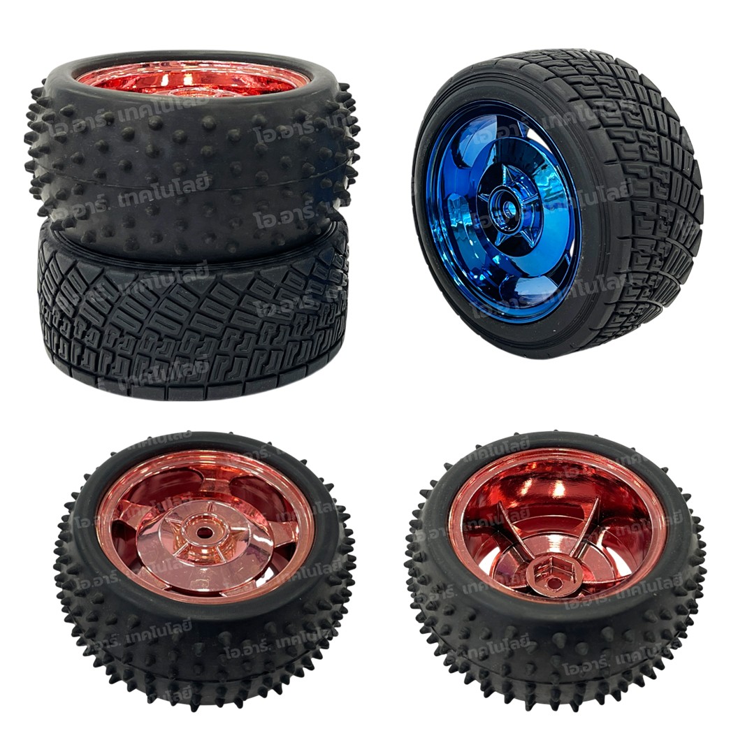 (1ล้อ) ล้อรถ ล้อหุ่นยนต์ ล้อใหญ่ ล้อวิบาก ล้อหนาม ขนาด 83mm/85mm Car Wheel, หน้ากว้าง 35mm/38mm Width Surface Large Robot Smart Car Wheel ล้อแดง ล้อน้ำเงิน RED/BLUE