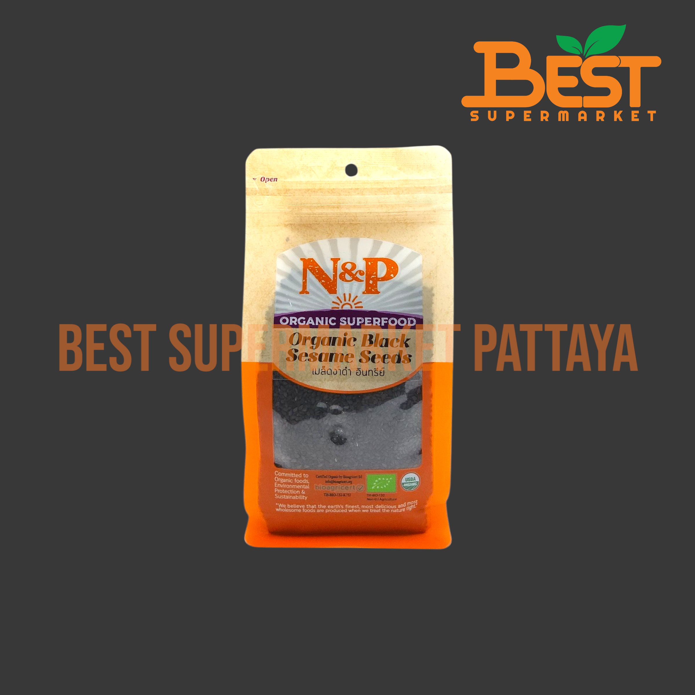 N&P เมล็ดงาดำ อินทรีย์ 250 กรัม.Organic Black Sesame Seeds. 250 g.