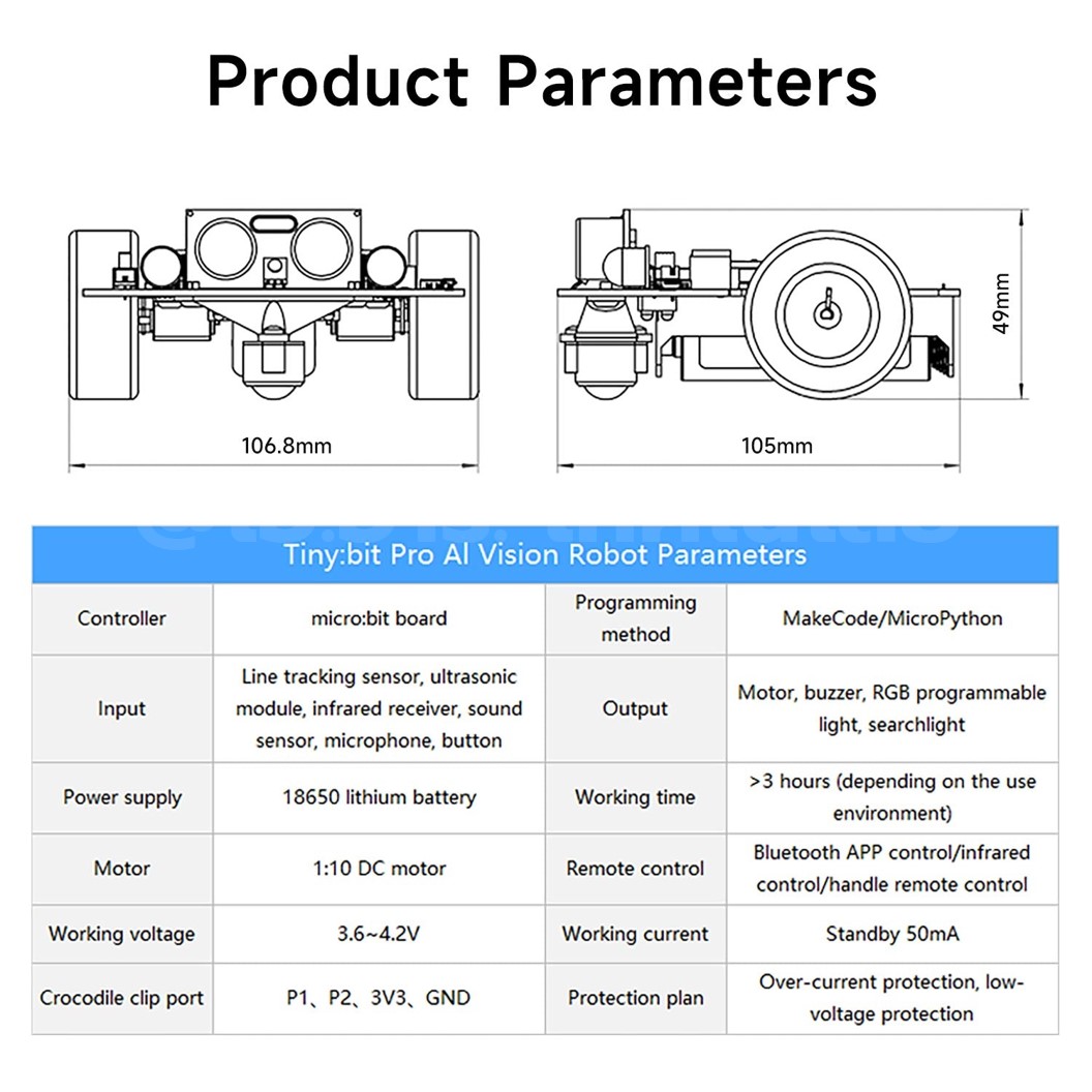 Yahboom Tinybit ชุดหุ่นยนต์ไมโครบิต Micro:bit Tiny:bit Smart Robot Car for Microbit V2/V1.5 (รวมบอร์ด/ไม่รวมบอร์ด)