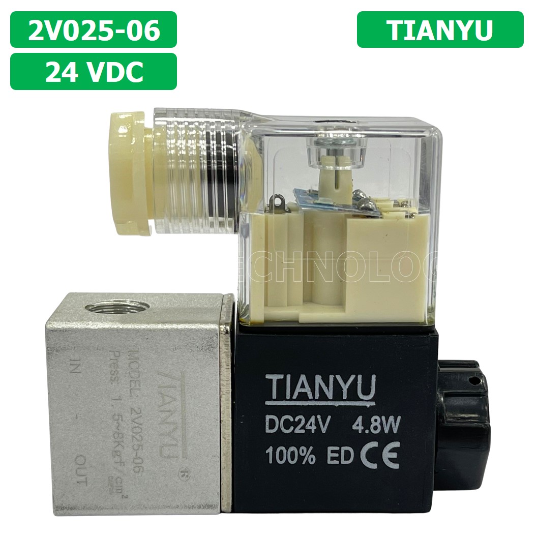 (1ชิ้น) 2V025-06 24VDC โซลินอยด์วาล์ว คอยล์ 1 ข้าง 2/2 Way Single Coil Solenoid Valve Pneumatic TIANYU โซลินอยด์ลม วาล์วลม
