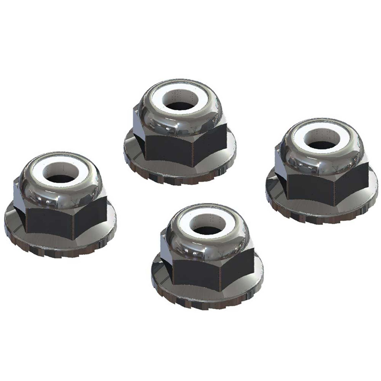 ARAC9699 (Ref. AR708008) 7mm Flanged Nyloc Locknut, Silver (4)