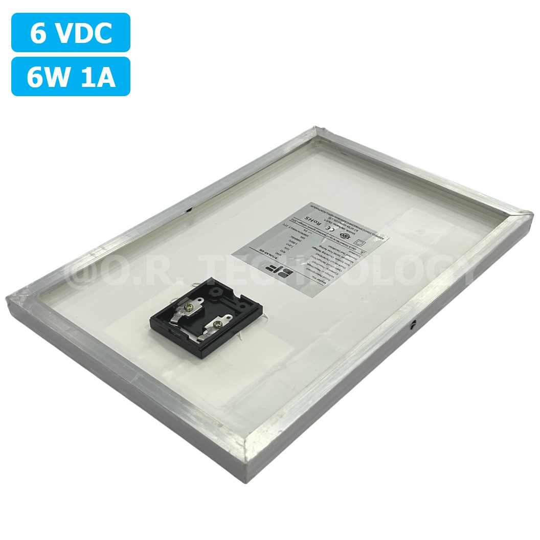 6V 6W แผงโซล่าเซลล์ โมโน PV Mono Solar cell 6VDC 6W 1A