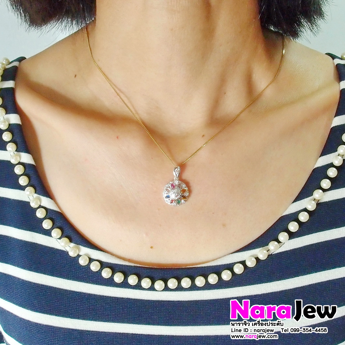 จี้พลอยนพเก้า พลอยนพเก้าแท้ตามตำรา เจียรนัยทรงหยดน้ำ