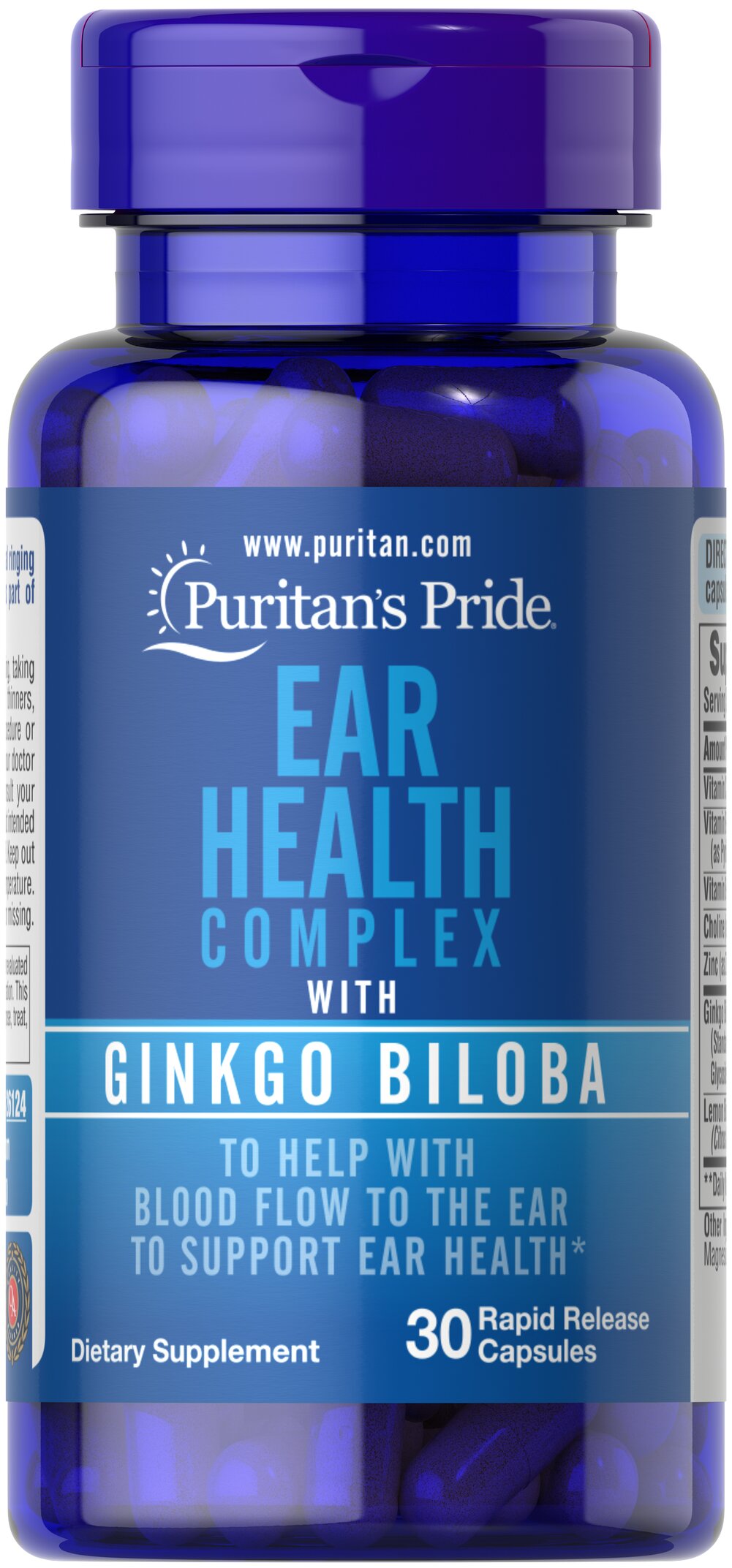Puritan's pride Ear health complex with Ginkgo biloba 30 capsules วิตามินบำรุงสุขภาพหู และการได้ยิน