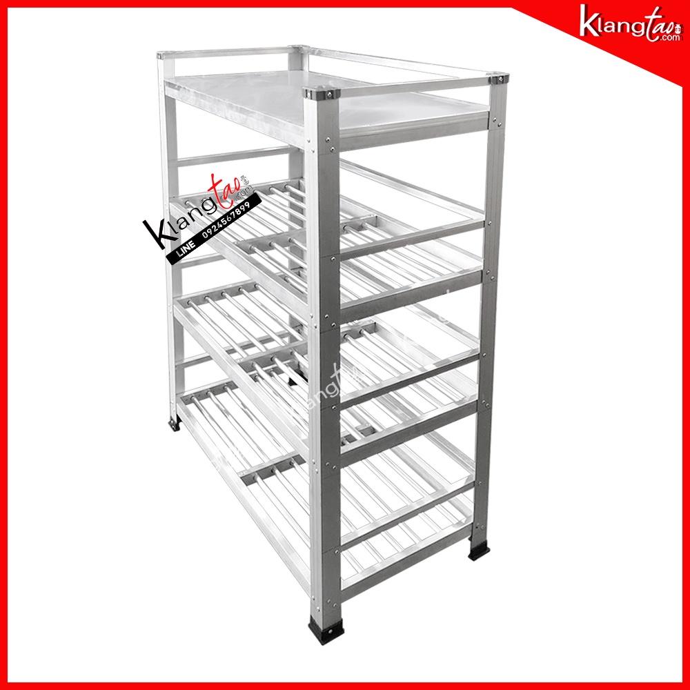 ชั้นวางรองเท้า วางของ แบบพับไม่ได้ 4 ชั้น ชั้นบนแผ่นเรียบ ชั้นล่างแผงซี่ (60 ซม.)