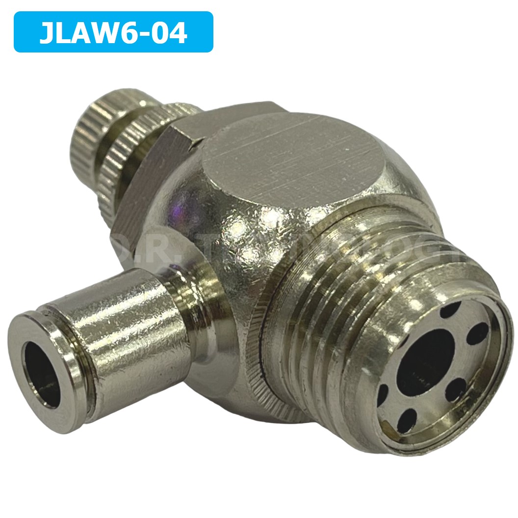 (1ชิ้น) JLAW6-04 ข้อต่อลมสแตนเลส ข้อต่อปรับลม งอ STAINLESS Air Flow Speed Controller ควบคุมความเร็วลม Speed Control valve JLAW JSL