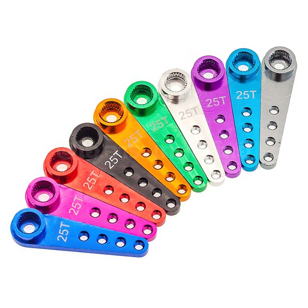 25T แขนเซอร์โว อลูมิเนียม แกนเดี่ยว Aluminum Arm Servo Motor Swing arm สีแดง/น้ำเงิน/ดำ/เงิน ตัวยึดเซอร์โว ใช้กับ MG995 MG996 MG945 เซอร์โว 25T แขนเซอร์โวมอเตอร์