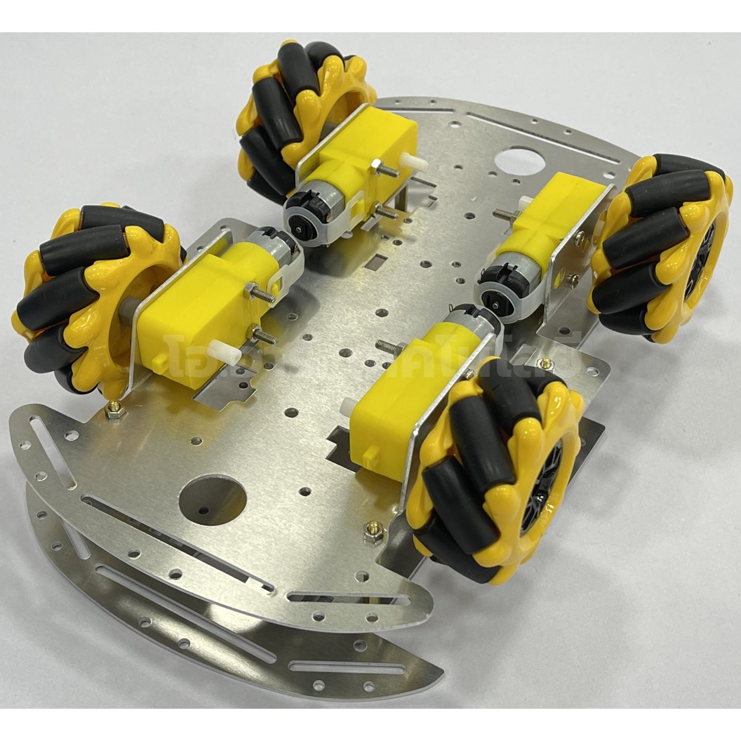 MC201 โครงรถอลูมิเนียม 2ชั้น ล้อแมคคานัม 4WD smart car Double layer chassis Mecanum wheel 60mm โครงรถ แมคคานัม