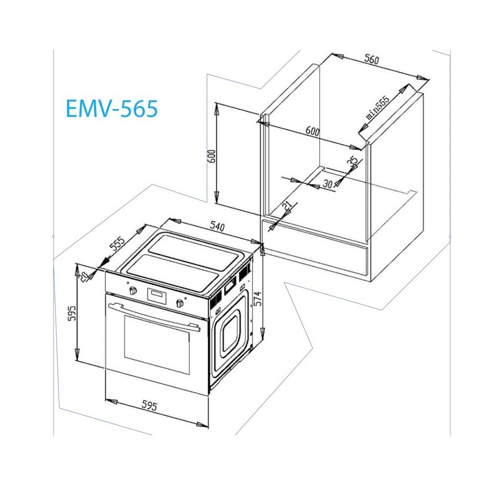 LUCKY FLAME เตาอบไฟฟ้า 5 ฟังก์ชั่นการทำงาน (สีดำ) รุ่น EMV-565 Multifunction Electric Ove