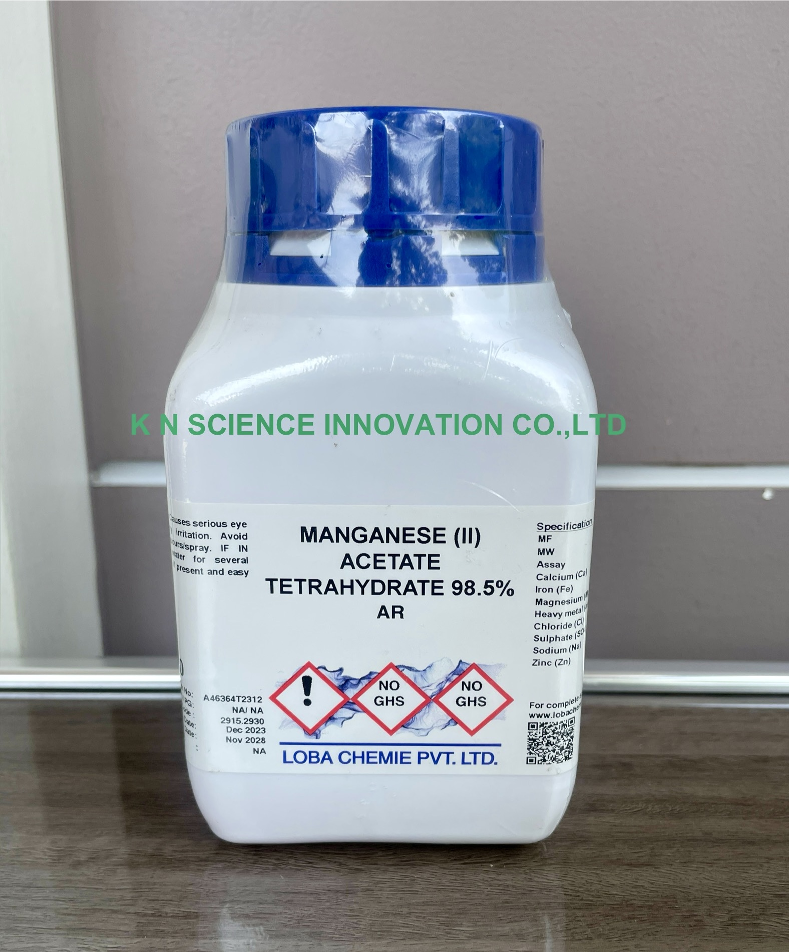 Manganese acetate tetrahydrate, AR ,500 g , Loba 0450000500