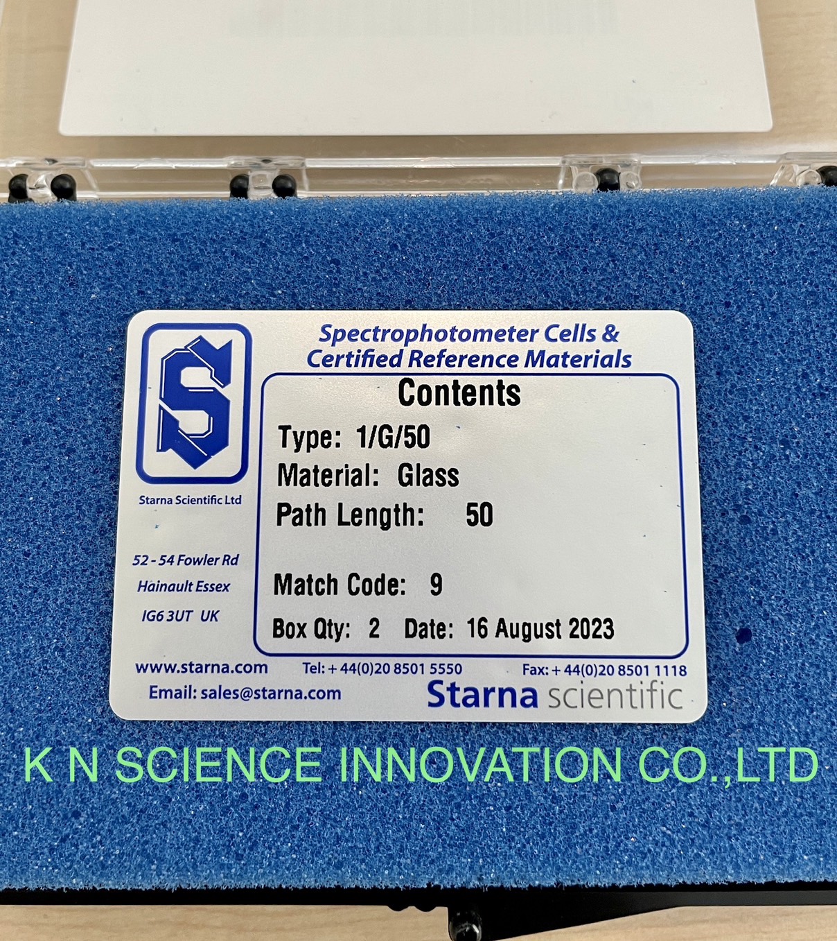 Glass cuvette(คิวเวท แก้ว) 1/G/50 ,50 mm pathlength, 17.5 ml,Standard Rectangular Spectrophotometer Cells ยี่ห้อ Starna Scientific/UK (2 pcs/pack) STA-2/1G/50