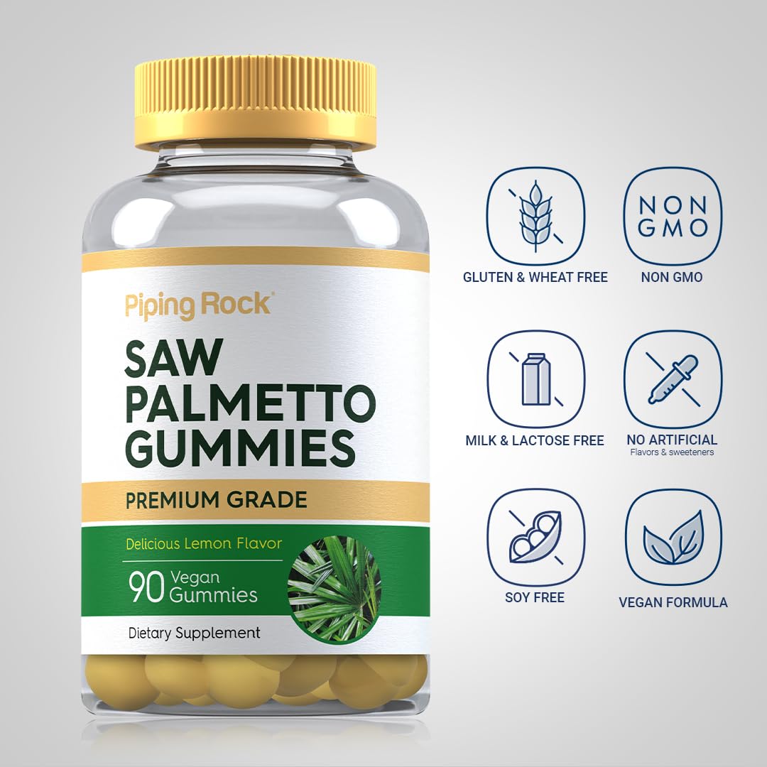 exp.11/2024 Piping rock Saw Palmetto 480 mg (Premium Grade) 90 gummies วิตามินบำรุงต่อมลูกหมาก ระบบปัสสาวะ แบบกัมมี่ จากอเมริกาค่ะ