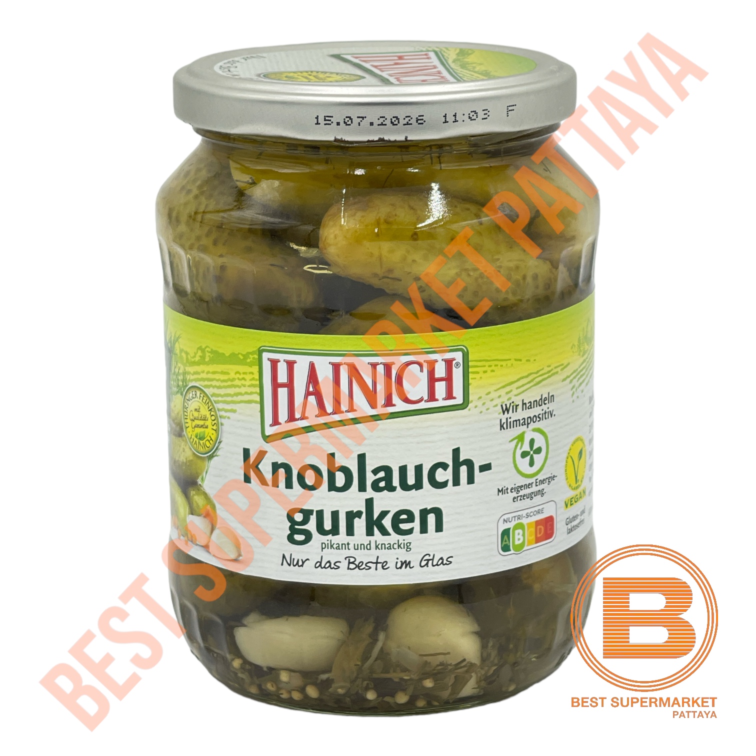 ไฮนิช แตงกวา และ กระเทียม ดอง 670 กรัม Hainich Knoblauch-gurken 670 g.