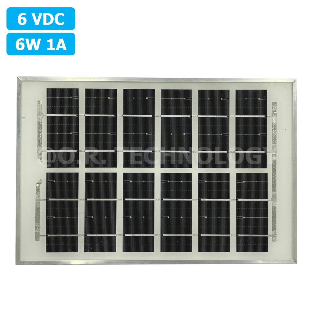 6V 6W แผงโซล่าเซลล์ โมโน PV Mono Solar cell 6VDC 6W 1A