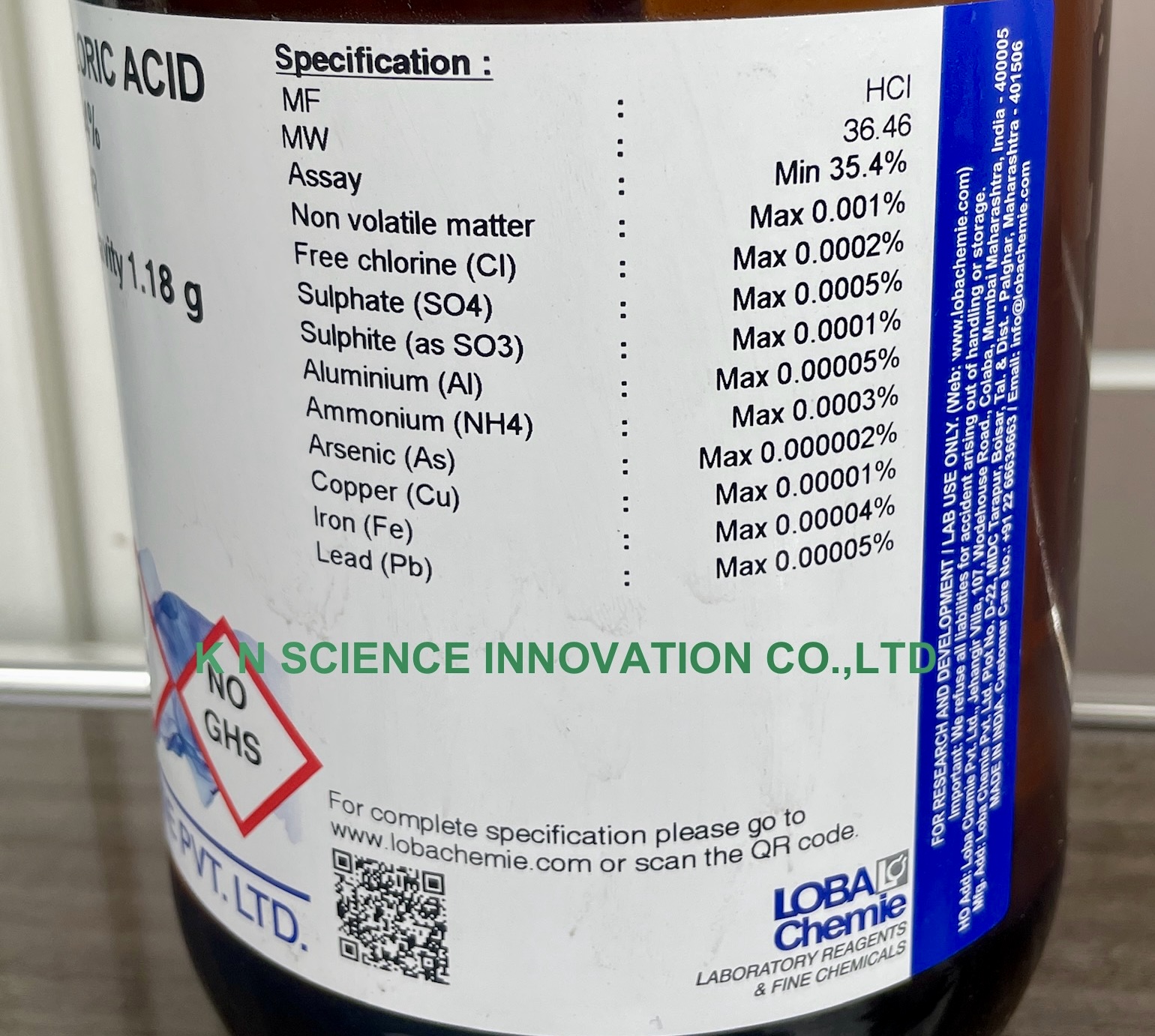 Hydrochloric acid, AR , 2.5 L , Loba 00172T2500