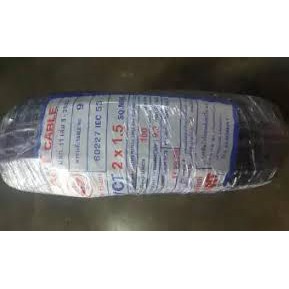 สายไฟ VCT 2x1.5 ดำ หุ้มฉนวน 2 ชั้น 100 เมตร 1 ขด สายต่อปลั๊กไฟ