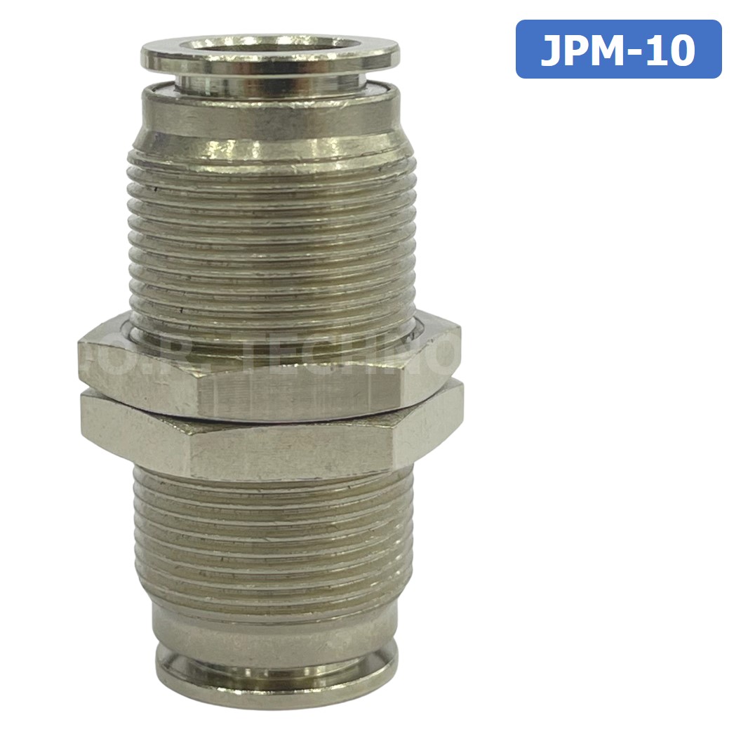 (1ชิ้น) JPM-10 ข้อต่อลม สแตนเลส 2ทาง เกลียวนอก STAINLESS 2 Way Bulkhead Union JPM Pneumatic Air Connector Fitting ข้อต่อลมสแตนเลส สำหรับ สายลม 10x6.5mm