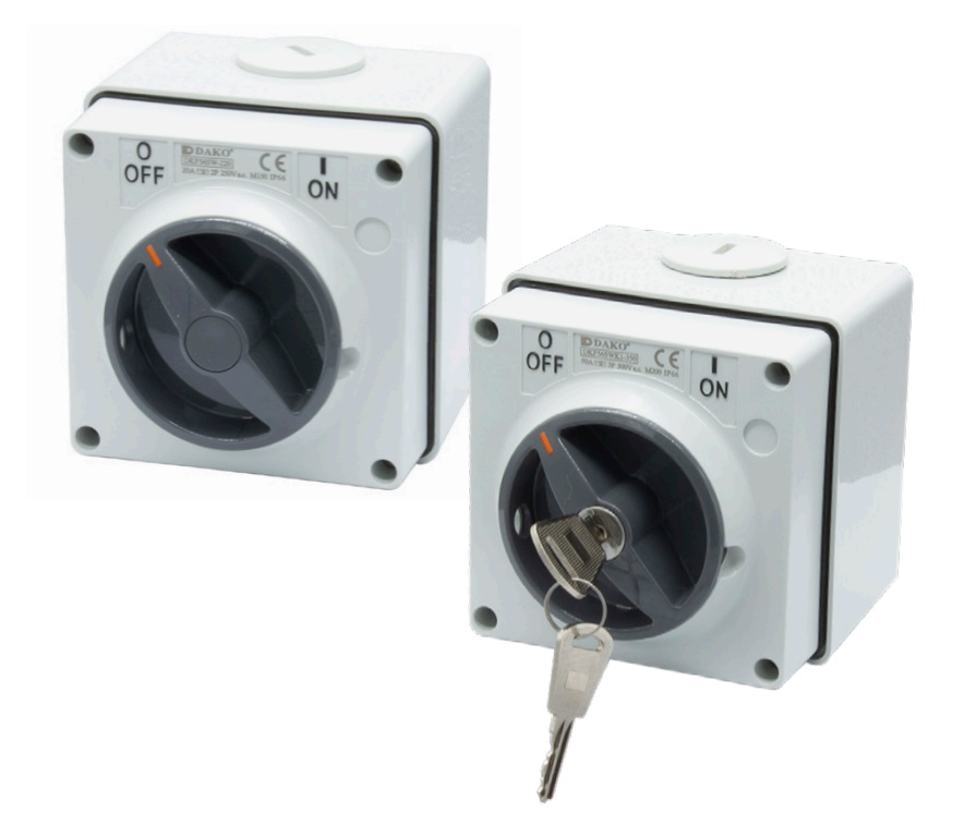 DKF56SWK1-250 2P 50A 250V สวิทช์ลูกบิดกุญแจกันน้ำ "DAKO "