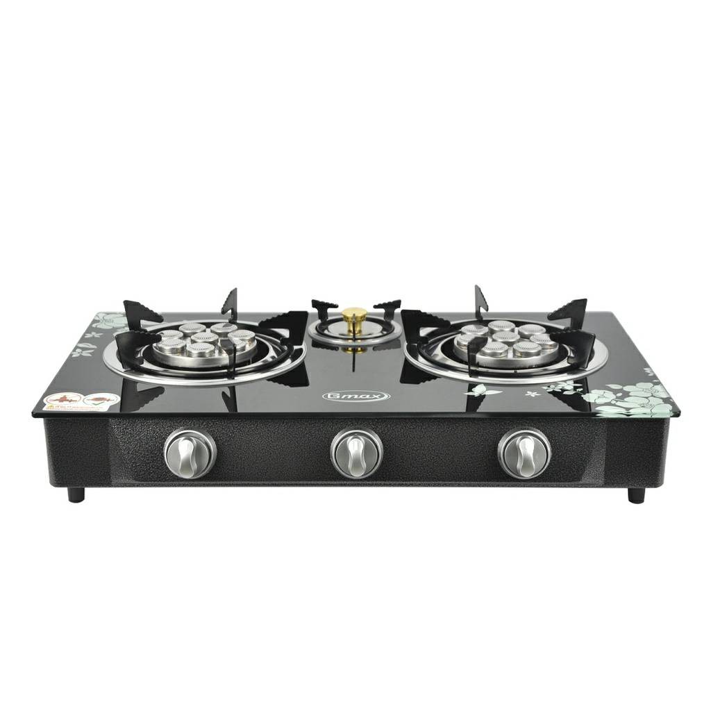 Gmax เตาแก๊สกล่องหน้ากระจกสามหัว (หัวเทอร์โบ) รุ่นGL-703B
