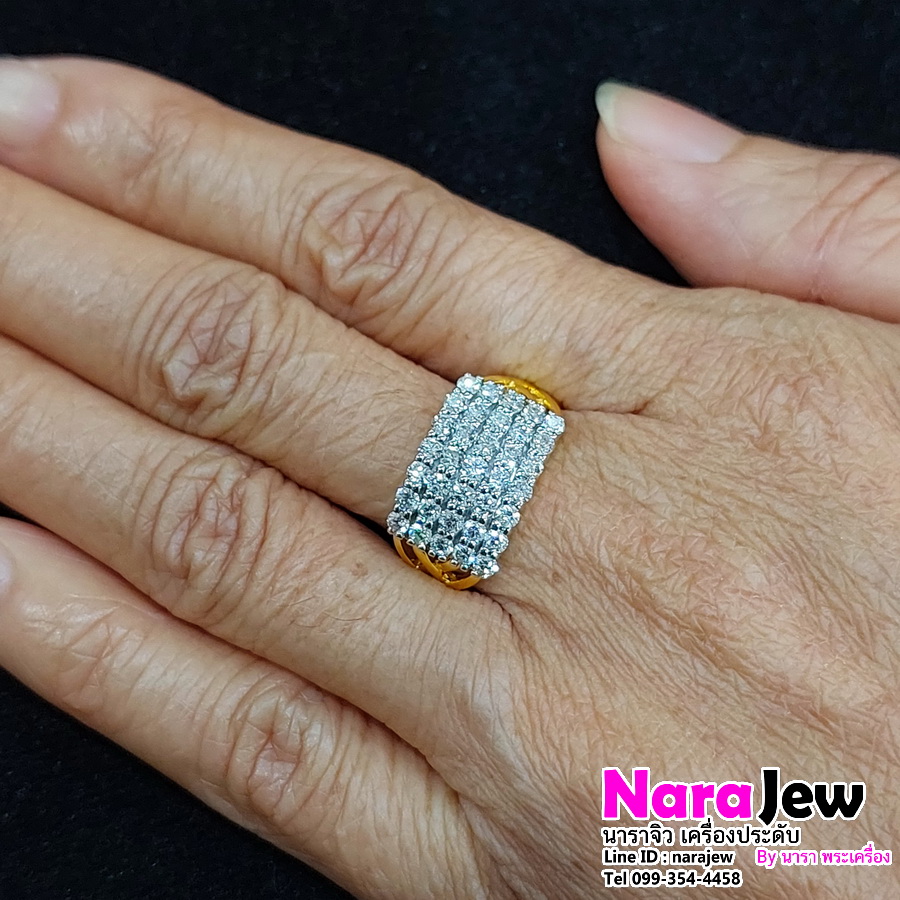 แหวนเพชรแถว 5 แถว หน้ากว้างใส่เต็มนิ้วสุดๆ ใส่สวยทรงซ้อ
