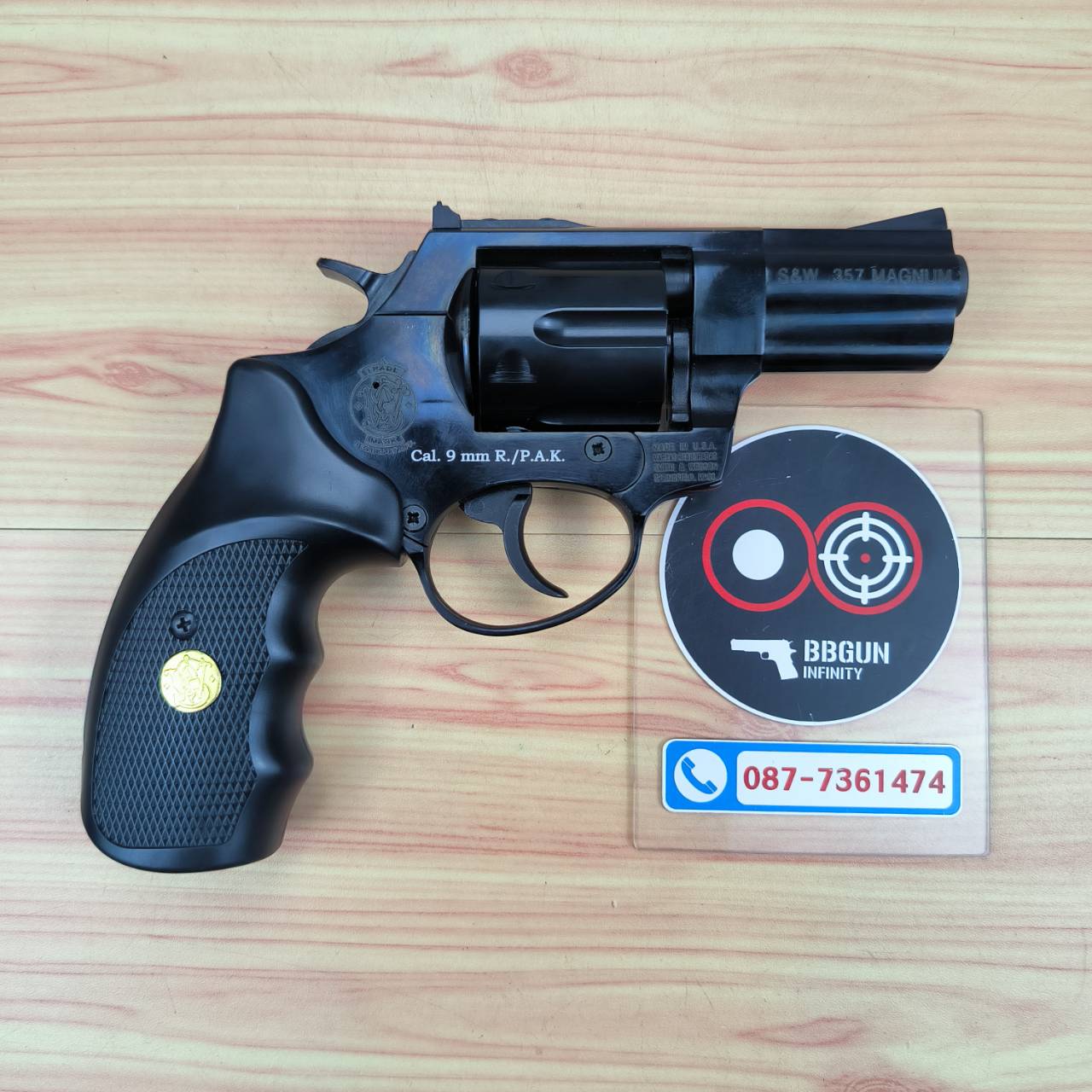 แบลงค์กัน ลูกโม่ 2.5 นิ้ว สีดำ กระดุมทอง EKOL VIPER 2.5" BLACK Smith & Wesson Revolver BLANK GUN