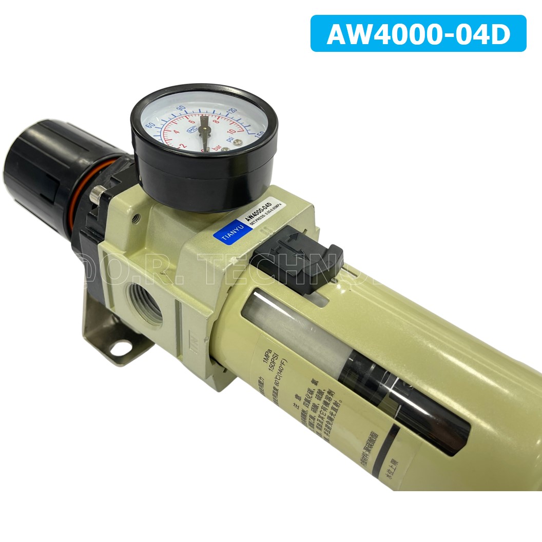 (1ชิ้น) AW4000-04D ชุดกรองลมปรับแรงดัน Auto Drain ระบายลมออก แบบอัตโนมัติ Air Filter Regulator AW Pneumatic TIANYU ชุดกรองลม + ตัวปรับลม