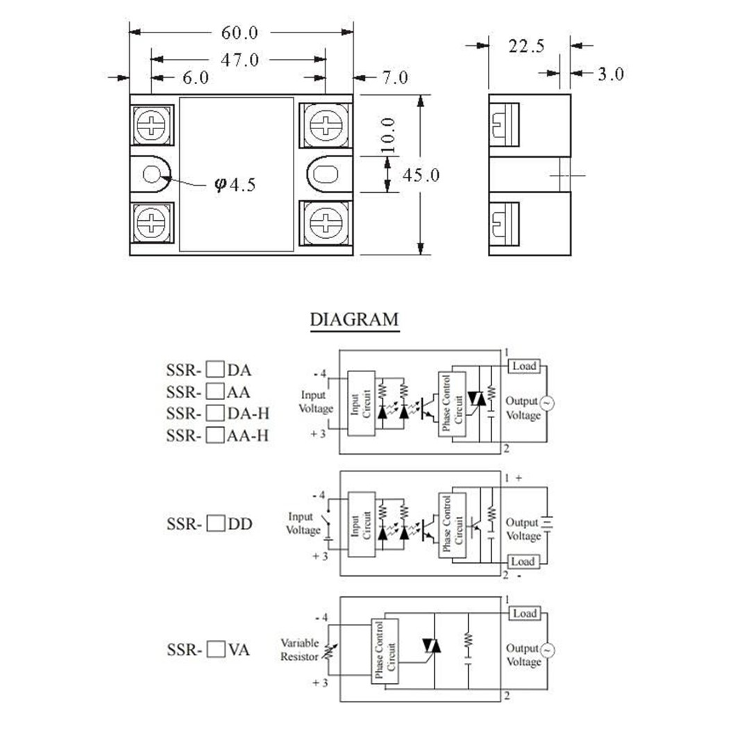 SSR-10VA/25VA/40VA/60VA/80VA/100VA โซลิดสเตทรีเลย์ Solid State Relay INPUT Resistor 80-250VAC, LOAD 24-380VAC 10-100A โมดูลตัดต่อวงจร