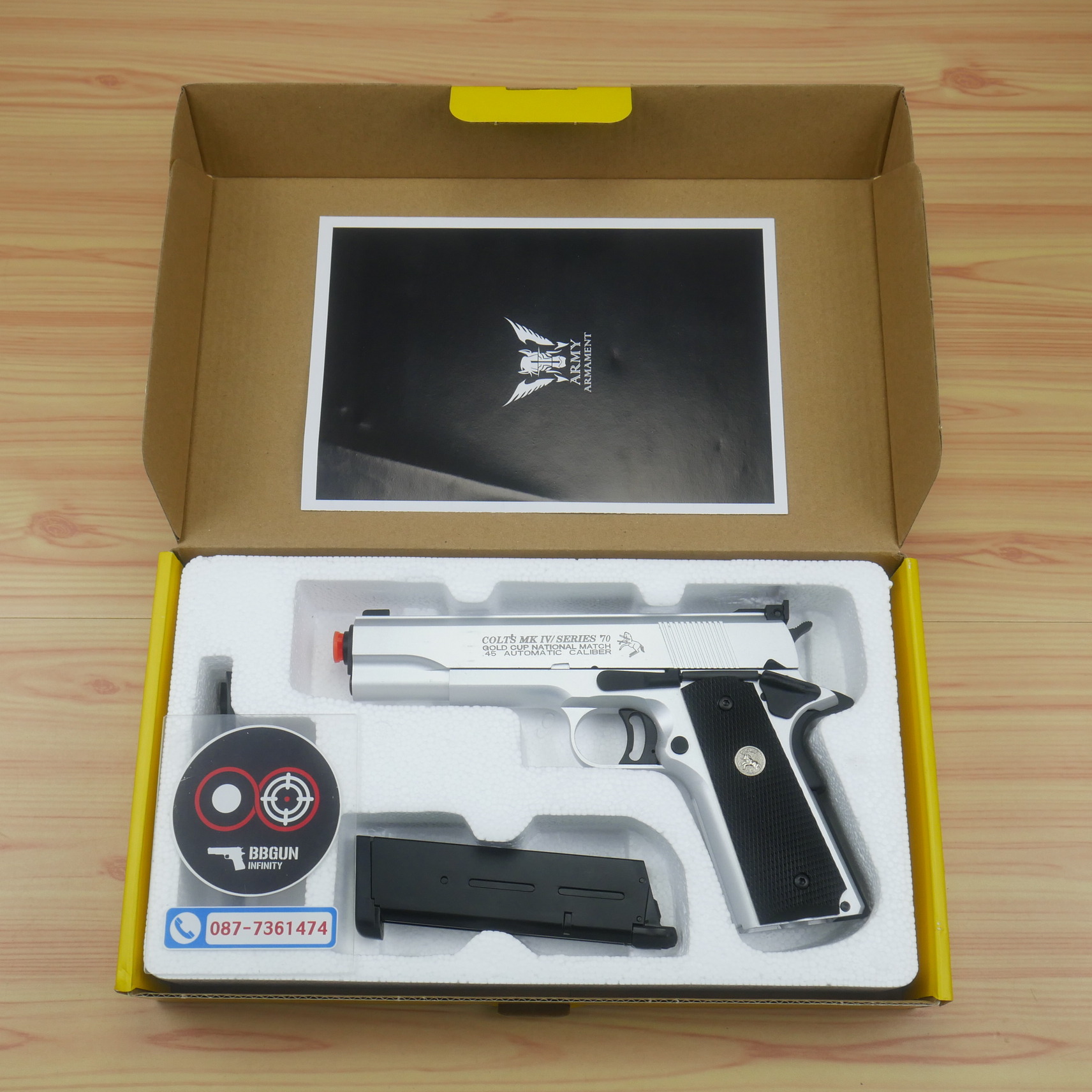 บีบีกันอัดแก๊ส Army Armament (R29S) Colt MK IV Series 70 Gold Cup National Match (Silver) เงินด้าน BB GUN