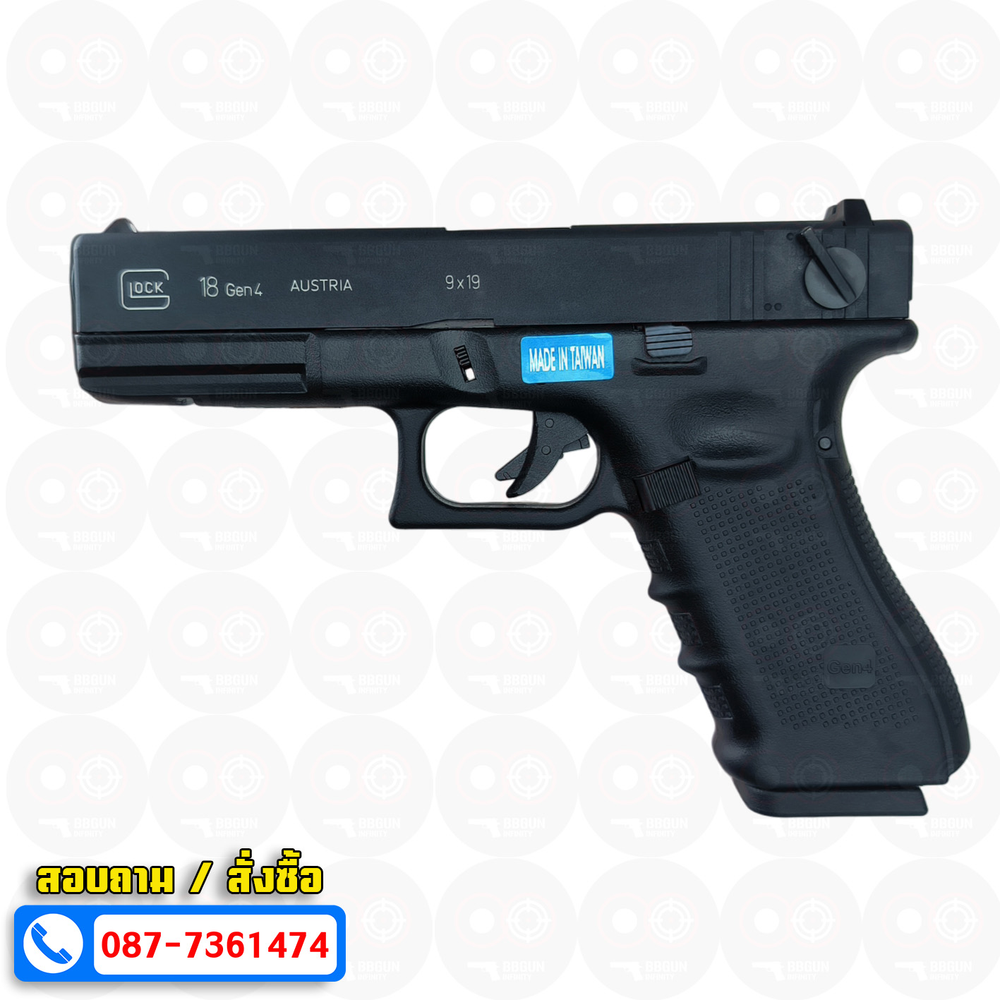 บีบีกันอัดแก๊ส WE Glock18 Gen4 (Full Auto) สีดำ Black BB GUN