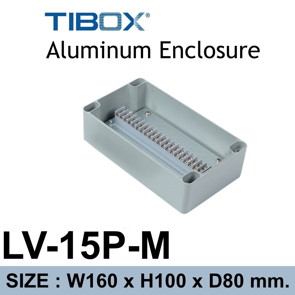 LV-15P-M Aluminum Terminal Block Enclosure 15P 10A IP66 Size : 160x100x80 mm.