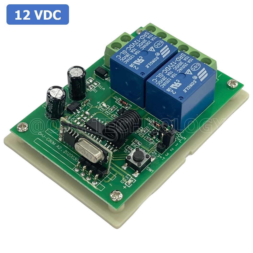 (1ชิ้น) BA316 รีโมทควบคุม 2 ปุ่ม AB พร้อม รีเลย์ 12VDC 2ช่อง ความถี่คลื่น 433MHz 12V 2CH Relay Module Wireless Remote Control Switch