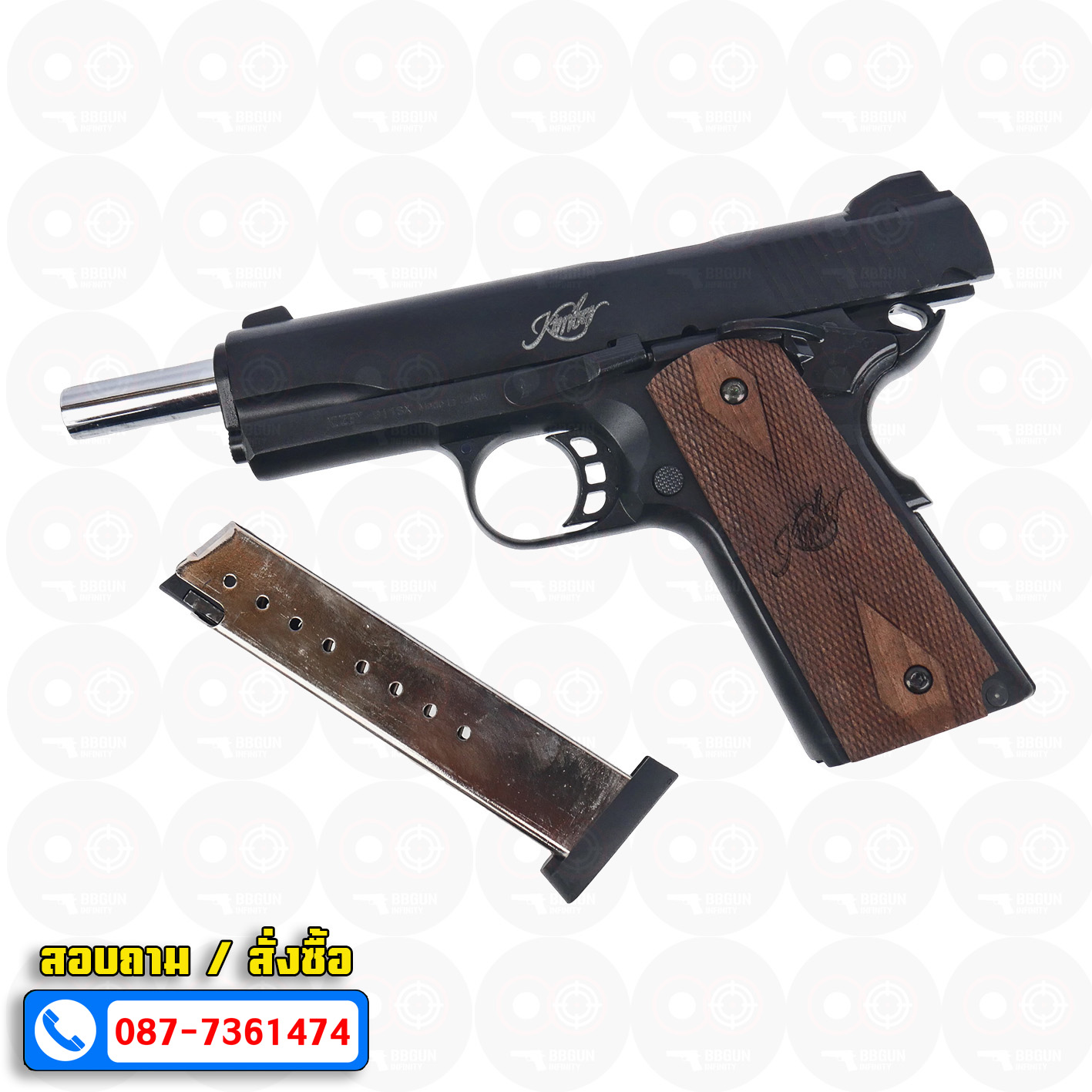 แบลงค์กัน KUZEY M1911 ลำกล้อง 5 นิ้ว KIMBER Blank Gun สีดำ ด้ามไม้