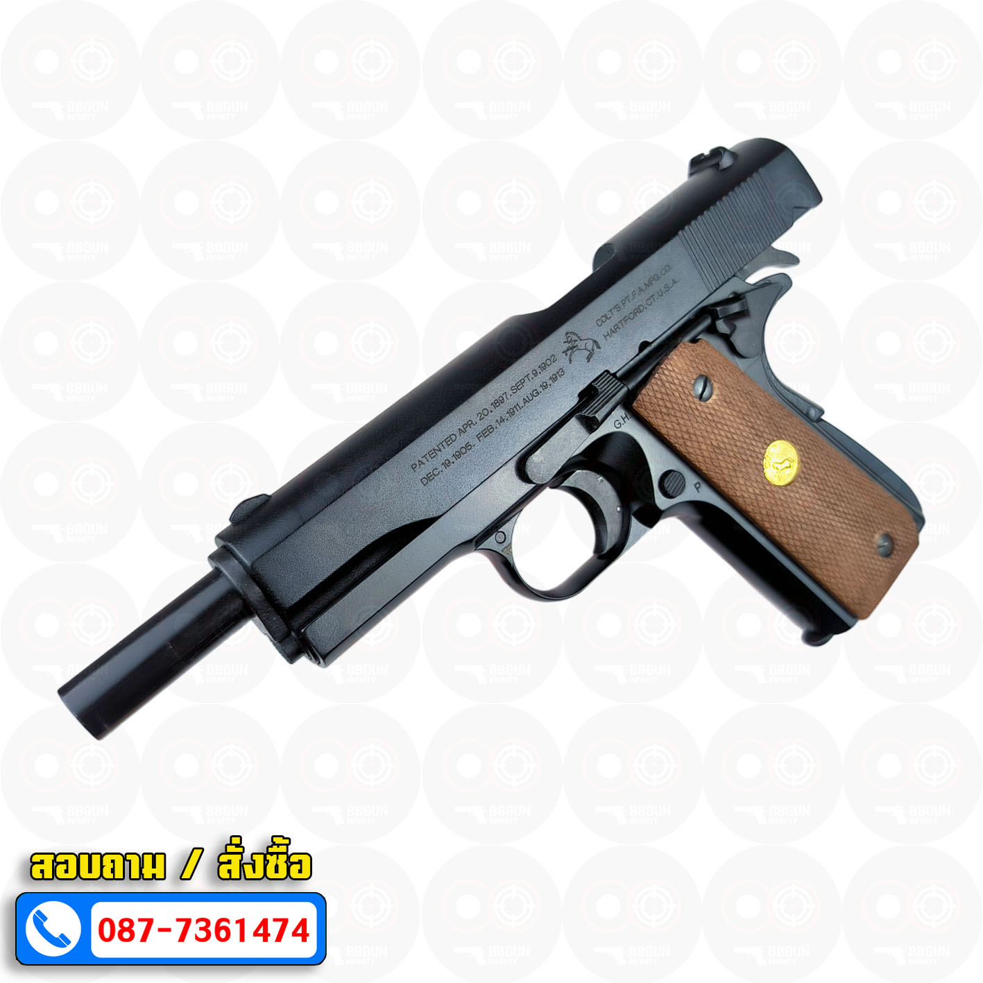 แบลงค์กัน AKSA Colt 1911 A1 100 Years สีดำ กริปไม้ (2 แม็กกาซีน) BLANK GUN