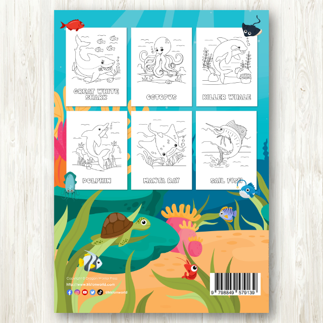 สมุดระบายสีสัตว์โลกใต้น้ำ Sealife Animals Coloring Book