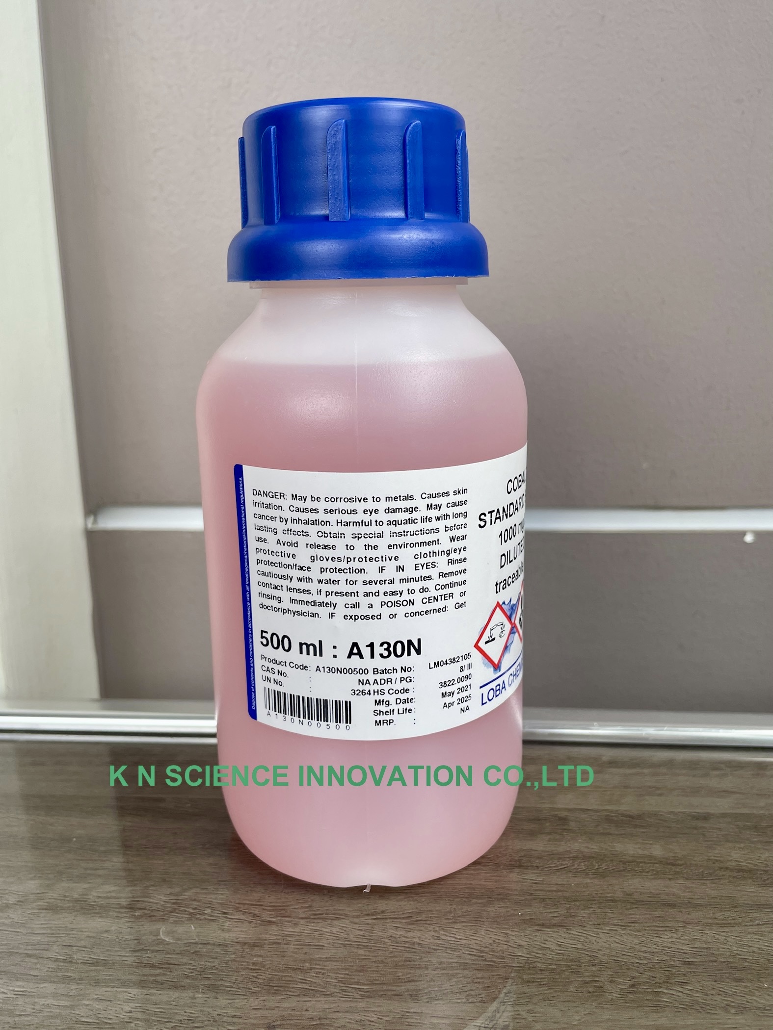 Cobalt (in diluted HNO3), 1000 mg/l, AAS standard, NIST Traceable, 500 ml , Loba A130N00500