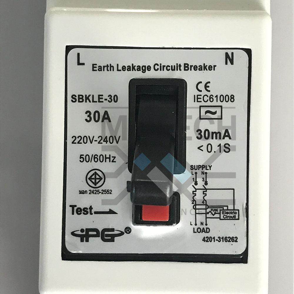 IPG เบรกเกอร์กันดูด กันรั่ว 30A 15mA 1PCS AC220V-240V รุ่น SBKLE-30